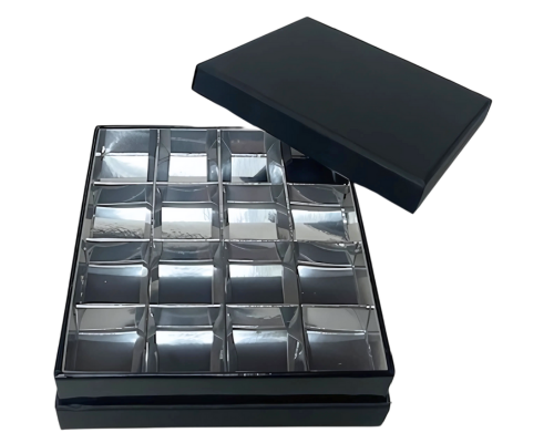 Etage Box base L139xW139xH24mm + compartments black silvershine