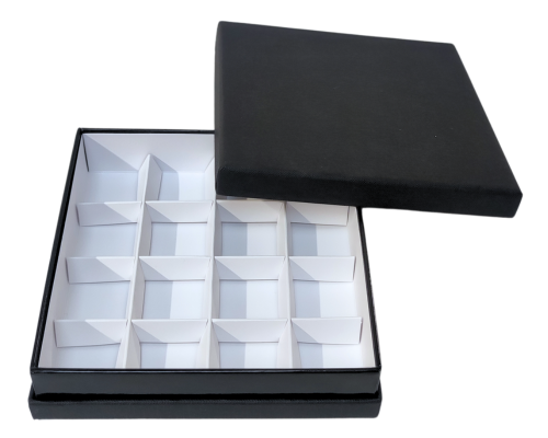 Portofino box L139xW139xH31mm + compartments black white