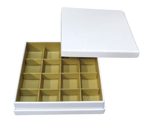 Portofino box L139xW139xH31mm + compartments white almond