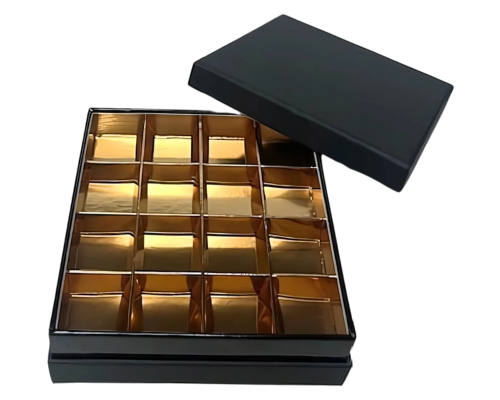 Etage Box base L139xW139xH24mm + compartments black goldshine